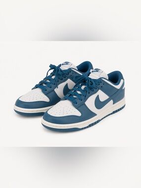 Nike Dunk Low Rare Colorway Leather Sneakers Blue White Lace Up Shoes Size 6